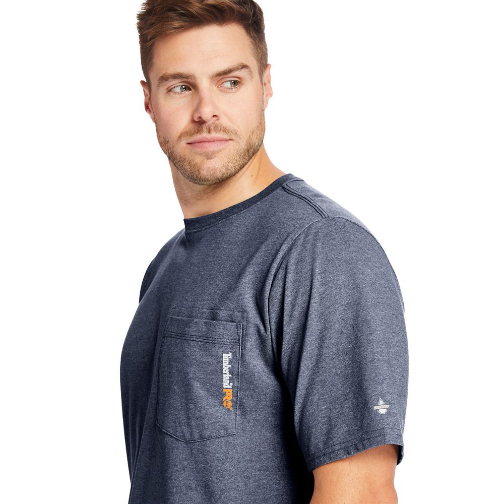 Camisetas Timberland Argentina Hombre - Pro® Big & Tall Base Plate Short-Sleeve - Azul Marino - XGFJ